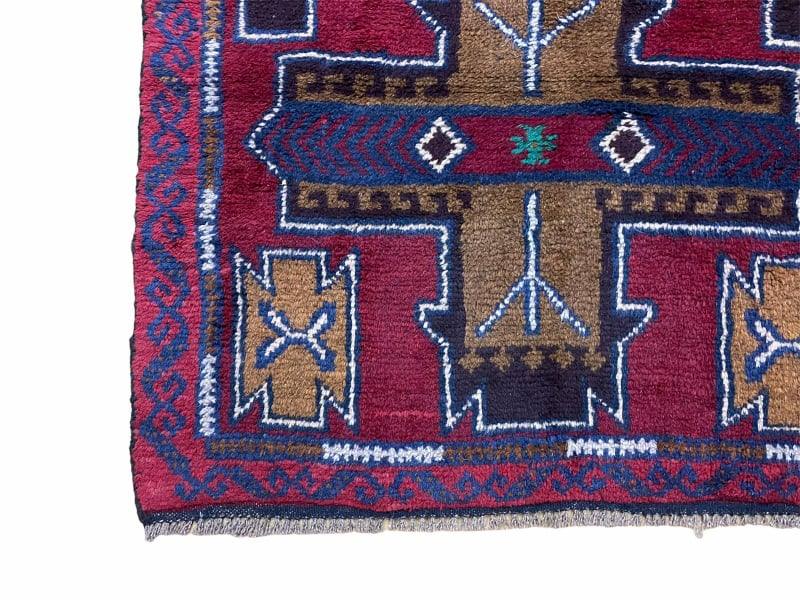 2' 10" X 4' 9" Vintage Handmade Tribal Wool Rug Balouchi Rug Afghan Rug Red Blue - Jewel Rugs