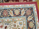 3x5 Silk Hand-Knotted Rug, Silk Oriental Carpet 5 x 3, Red & Ivory, Floral Medallion, Gold Fringes, Semi Antique Vintage Traditional Rug - Jewel Rugs