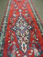 3' 3" X 17' Antique Handmade Indian Wool Runner Rug Red Vegetable Dyes Nice - Jewel Rugs