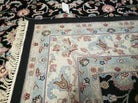 6' X 9' Handmade Indian Agra Wool Rug Carpet Vegetable Dyes Black - Jewel Rugs