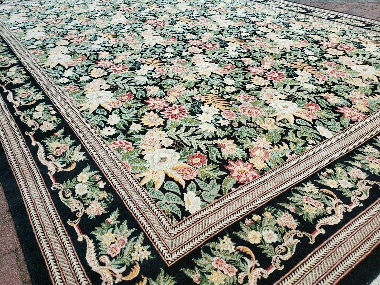 12' X 16' 5" One-of-a-Kind William Morris Area Rug Pakistani Hand-Knotted Wool Green Black Wow - Jewel Rugs