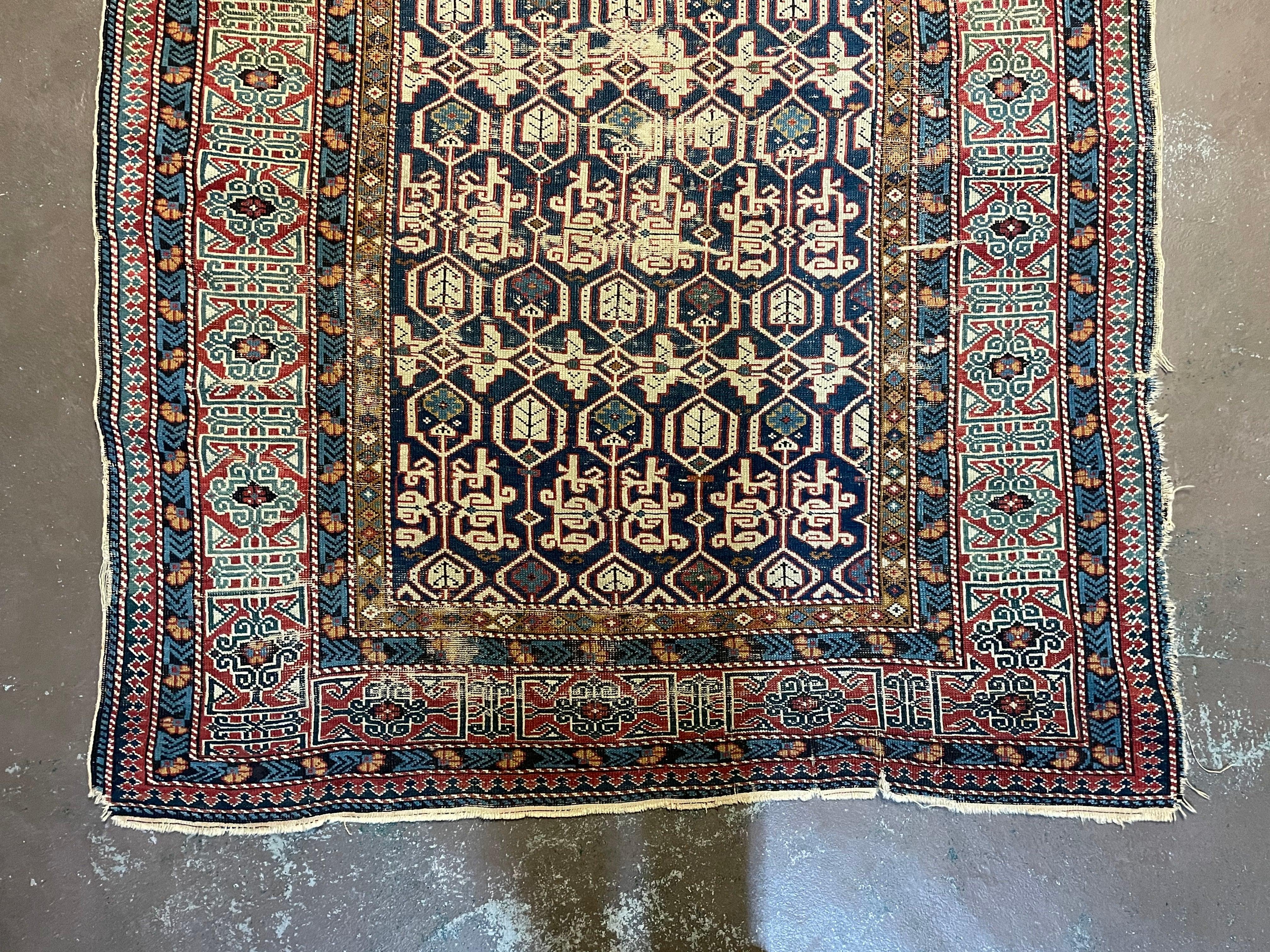 4' X 6' Antique 1880s Handmade Caucasian Kuba Wool Rug Carpet Highly Detailed - Jewel Rugs