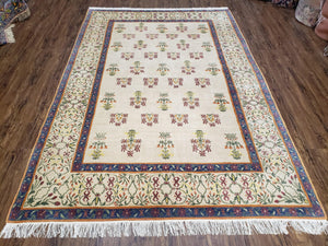 Tufenkian Rug 5.9 x 8.6, Tibetan Nepalese Rug, Hand Knotted, Soft Shiny Wool, Repeated Motifs, Contemporary Modern, Area Rug 6x9, Vintage - Jewel Rugs