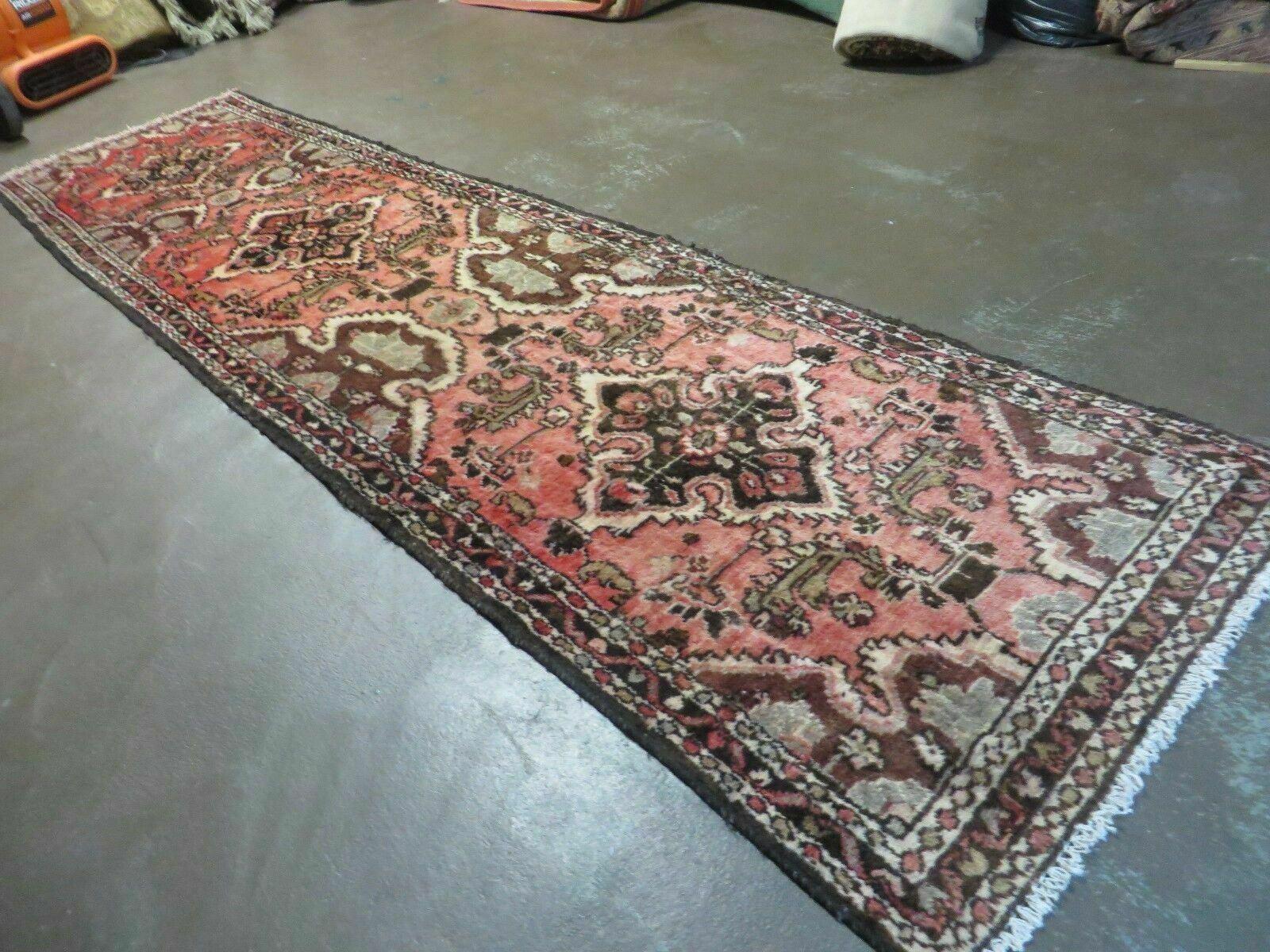 2' 8" X 10' 5" Antique Handmade India Floral Wool Runner Rug Rusted Red # 125 - Jewel Rugs