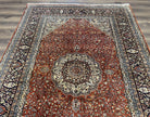 Pak Persian Rug 6x9, Vintage Pakistani Oriental Carpet 6 x 9, Red and Navy Blue Rug, Hand Knotted Wool Floral Medallion Rug, Highly Detailed - Jewel Rugs