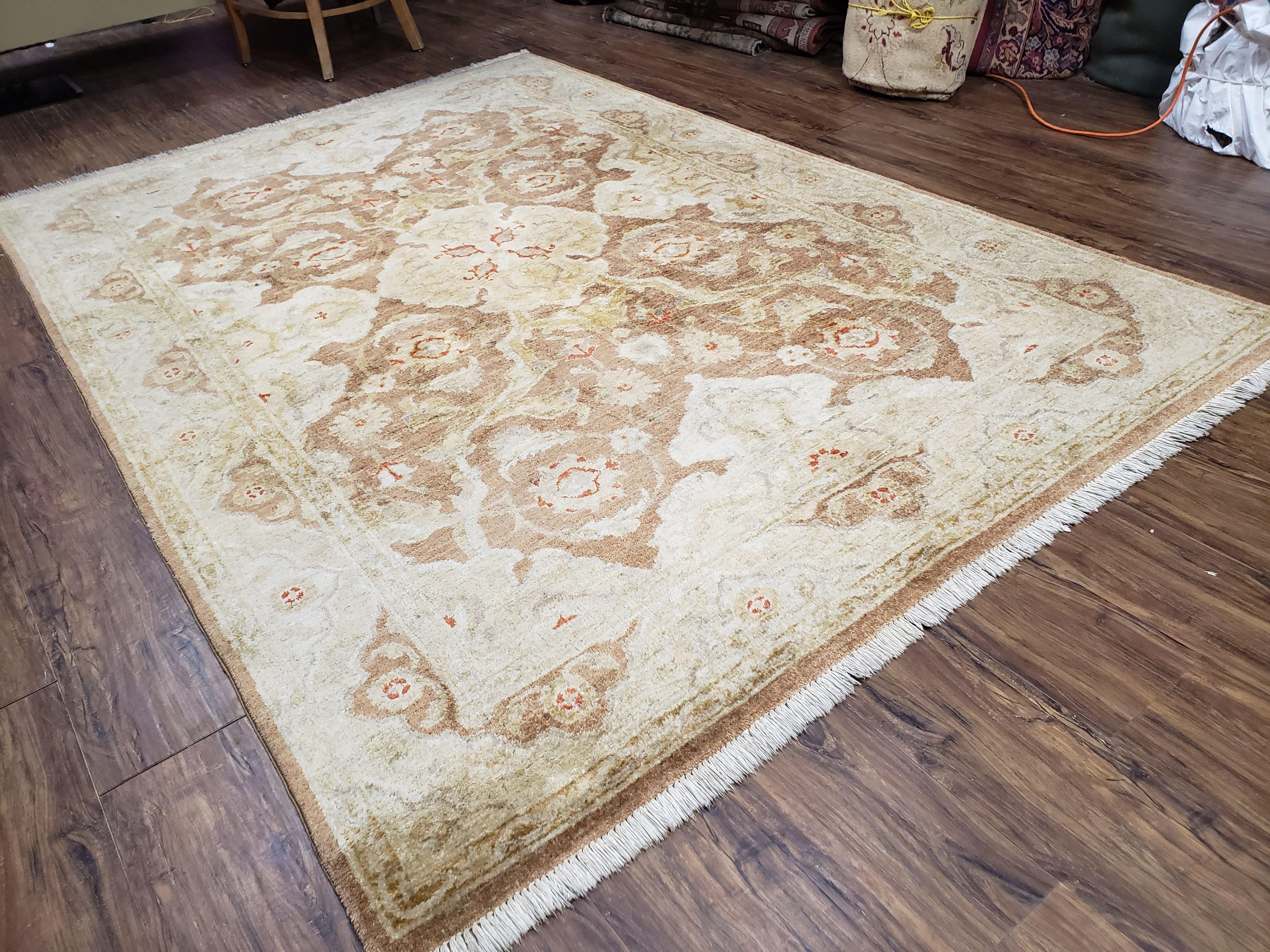 6x9 Pakistani Peshawar Rug, Handmade Wool Carpet, Soft Neutral Colors Rug, Vintage Rug for Modern Home - Jewel Rugs