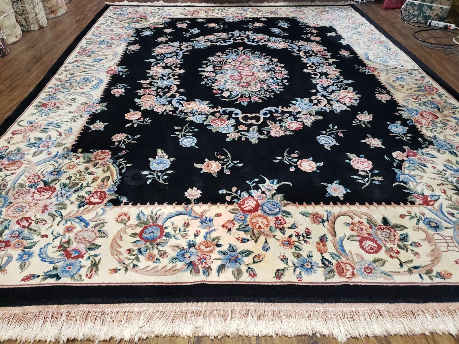 9' X 12' Hand Made Art Deco Aubusson Wool Rug 90 Lines Chinese Plush Pile Pink - Jewel Rugs