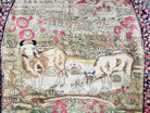 Antique Persian Kirman Rug 4.4 x 7.5, Highly Collectible, Late 19th Early 20th Century Rug, Millefleurs, Cows, Wool Hand Knotted, Pictorial - Jewel Rugs