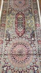 Silk Runner Rug 11.5 ft Long, 11 ft Runner, 12 ft Runner, Bamboo Silk, Turkish Carpet, Domes, Traditional Design, New, 2' 8" x 11' 6" - Jewel Rugs