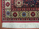 7' X 10' Vintage Handmade Indian Floral Wool Rug Hand Knotted Carpet Red Ivory - Jewel Rugs