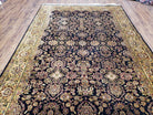 Vintage Floral Indo-Persian Area Rug 5x9 - 6x10, Wool Hand-knotted Black & Gold Indian Oriental Carpet, 6x9 Dining Table Rug, Bedroom Rug - Jewel Rugs