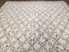 Vintage Petite Point Floral Area Rug 7.5 x 9.9, Chinese Aubusson Needlepoint Carpet 7x10, Wool Hand-Knotted Ivory Small Flowers Rug 8x10 - Jewel Rugs