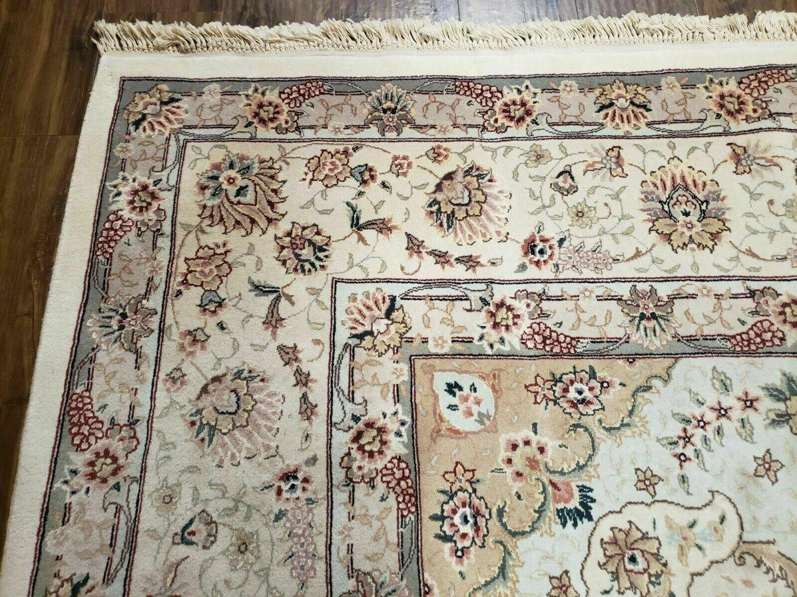 10' X 14' Vintage Handmade Pakistani Wool Silk Rug Carpet Ivory Nice - Jewel Rugs