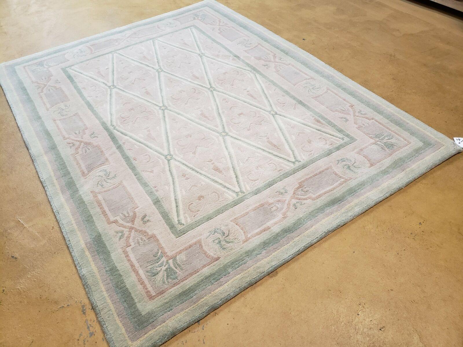 4' X 6' Modern Tibetan Nepal Art Deco Chinese Handmade Wool Rug Muted Pink Olive - Jewel Rugs