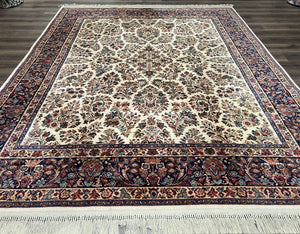 8.8 x 10.6 Karastan Ivory Sarouk Rug #760, Karastan Wool Carpet, Vintage Karastan Original Collection 700 Series, Floral Oriental Rug - Jewel Rugs