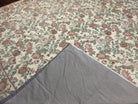 Indian Hand Stitched Rug 9x12, Floral Allover, Vintage Chain Stitched Wool Carpet, Cream Rose Pink Green, Large Flatweave Area Rug 9 x 12 ft - Jewel Rugs