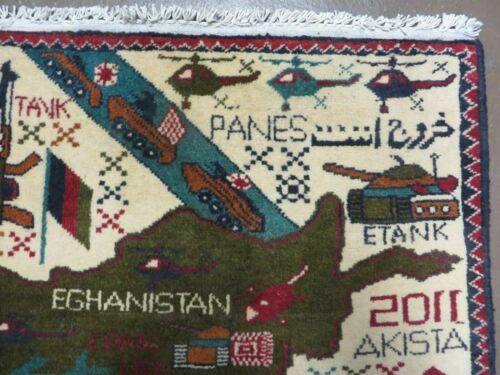 2' X 2'6" Handmade Afghan Balouch Tribal Wool War Rug Gun Tank Helicopter # 158 - Jewel Rugs