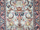 Fine Persian Isfahan Rug 3.7 x 5.10, Kork Wool on Silk Foundation, Birds Peacocks, Light Blue Dark Blue, 1950s Antique Traditional Handmade - Jewel Rugs