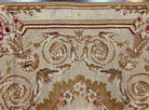 Aubusson Needlepoint Rug 4x5 ft, Beige and Tan, Aubusson Savonnerie Vintage Carpet, Handwoven Handmade Wool Rug, European Design Floral Rose - Jewel Rugs