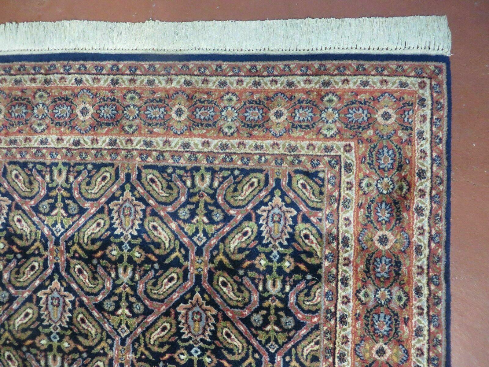 4' X 6' Vintage Fine Handmade India Floral Oriental Wool Rug Carpet Blue Red - Jewel Rugs