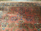 5' 6" X 8' Vintage Handmade Sarouk Design Floral Wool Rug Red Vegetable Dyes - Jewel Rugs