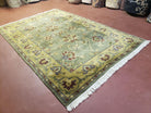 5x7 Tibetan Rug 5x8 Nepal Carpet Wool Green Vintage Hand-Knotted Area Rug Foyer Rug - Jewel Rugs