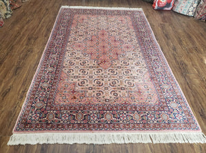 Indo Persian Rug 5x8, Light Pink Indian Carpet, Handmade Vintage 1960s Rug, Wool Fine Oriental Rug, Allover Traditional Rug, Hand-Knotted - Jewel Rugs