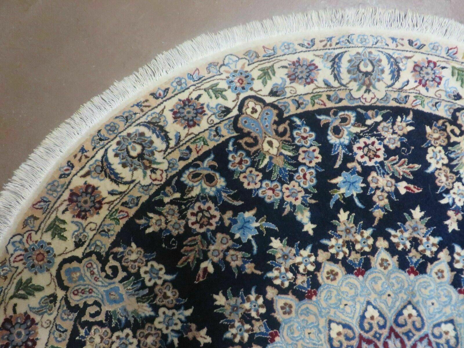 4' Handmade Ultra Fine India Floral Wool Rug Carpet Round Silk Accents Nice - Jewel Rugs