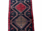 3 X 7 Handmade Wool Tribal Runner Rug Geometric Red Blue Boho Organic Dyes - Jewel Rugs