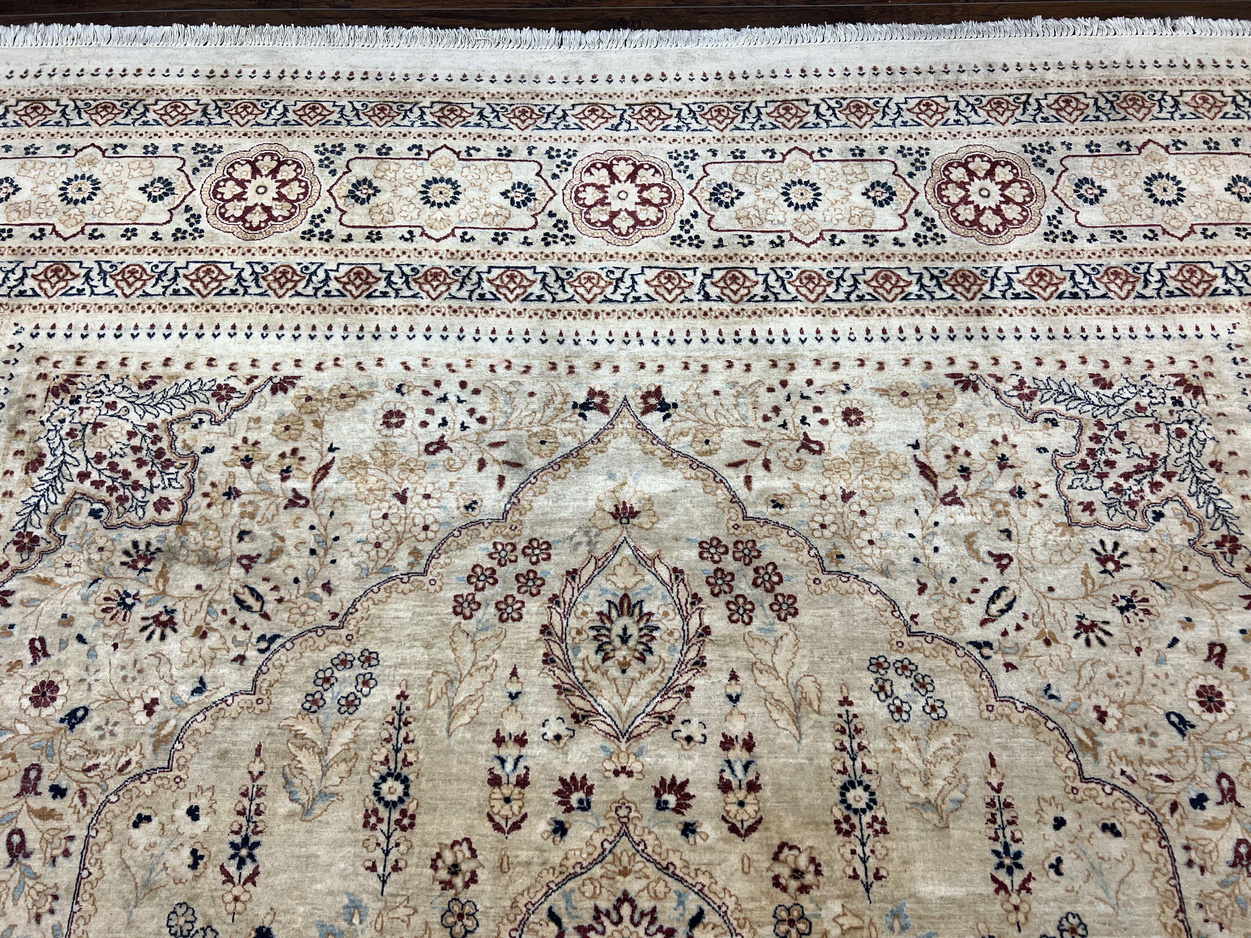 Pak Persian Rug 9x11, Very Fine Hand Knotted Oriental Carpet, Haji Jalili Design, Ivory/Cream, Wool Handmade Room Sized Rug 9 x 11 ft, Nice - Jewel Rugs