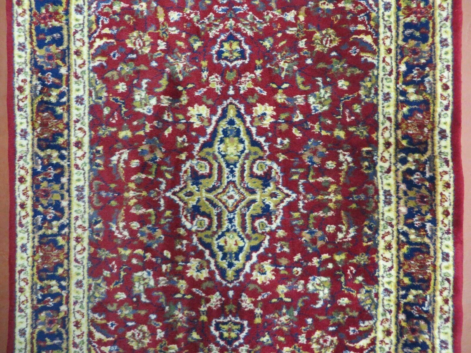 2' 6" X 4' Vintage Handmade Indian Lahore Red Wool Rug Nice - Jewel Rugs