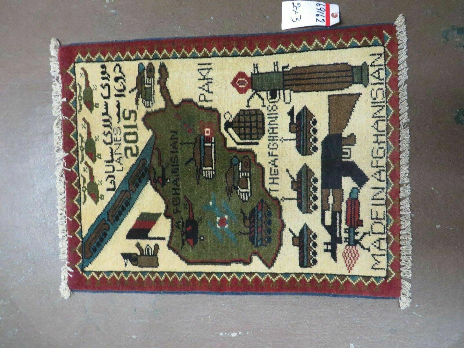 2' X 2'6" Handmade Afghan Balouch Tribal Wool War Rug Gun Tank Helicopter # 162 - Jewel Rugs