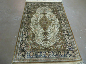 3' X 5' Fine Handmade Chinese Silk Rug Deer Birds Hand Knotted One Of A Kind - Jewel Rugs