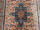 Karastan Medallion Serapi Rug #736, Wool Karastan Carpet 5.9 x 9, Discontinued Original 700 Series Karastan Area Rug 6x9 Vintage, Red Blue - Jewel Rugs