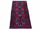 3 X 5 Vintage Handmade Tribal Wool Rug Balouchi Rug Afghan Rug Red Black Beige - Jewel Rugs