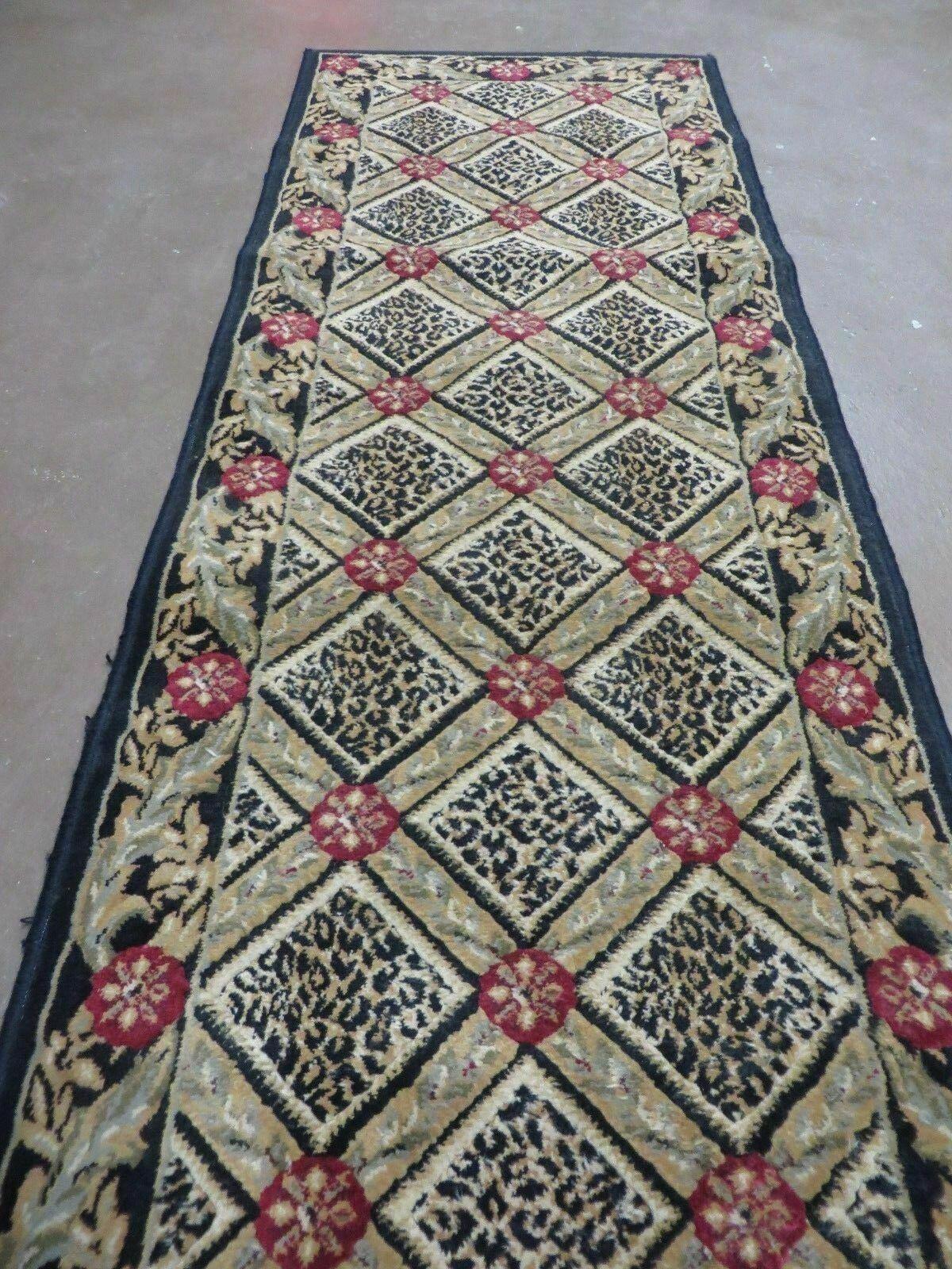 2' X 7'5" Vintage Machine Made Turkish Turkey Rug Runner Leopard Legend Black - Jewel Rugs