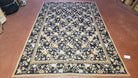 6x9 Vintage Needlepoint Rug Petitepoint Carpet Butterflies Floral Design Dark Brown & Tan 6 x 9 Handmade Flatweave Area Rug - Jewel Rugs