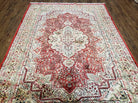 Vintage Kashmiri Silk Rug 5x7, Red & Ivory Hand-Knotted Silk Carpet, Silk Oriental Rug 5 x 7, Traditional Indian Kashmiri Fine Area Rug - Jewel Rugs