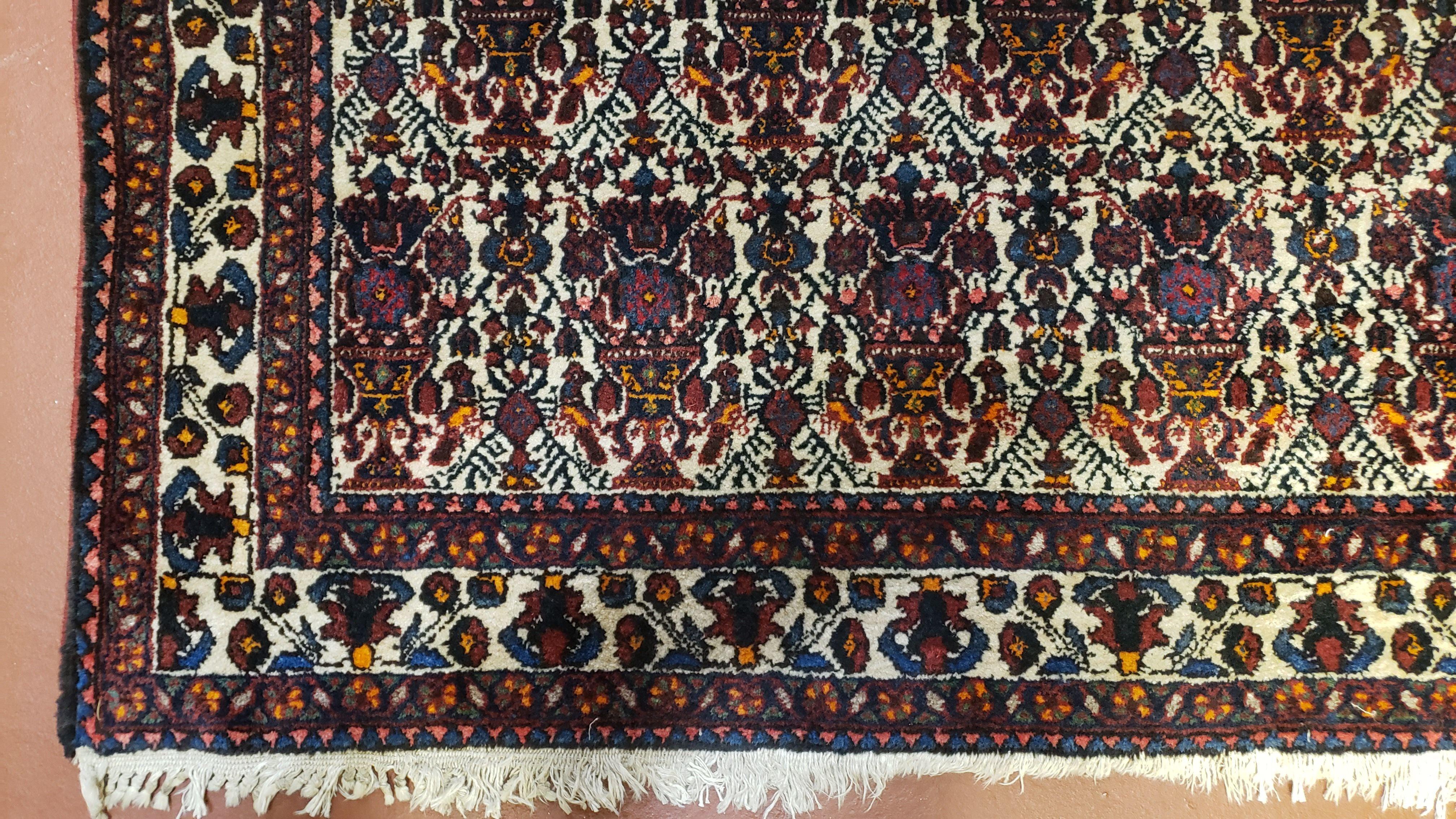 3.6 x 5 Hand-Knotted Vase Rug Floral Turkish Tribal Village Weaving Zagros Vintage Carpet Home Office Wool Area Rug 3x5 Persian Rug 4x5 - Jewel Rugs