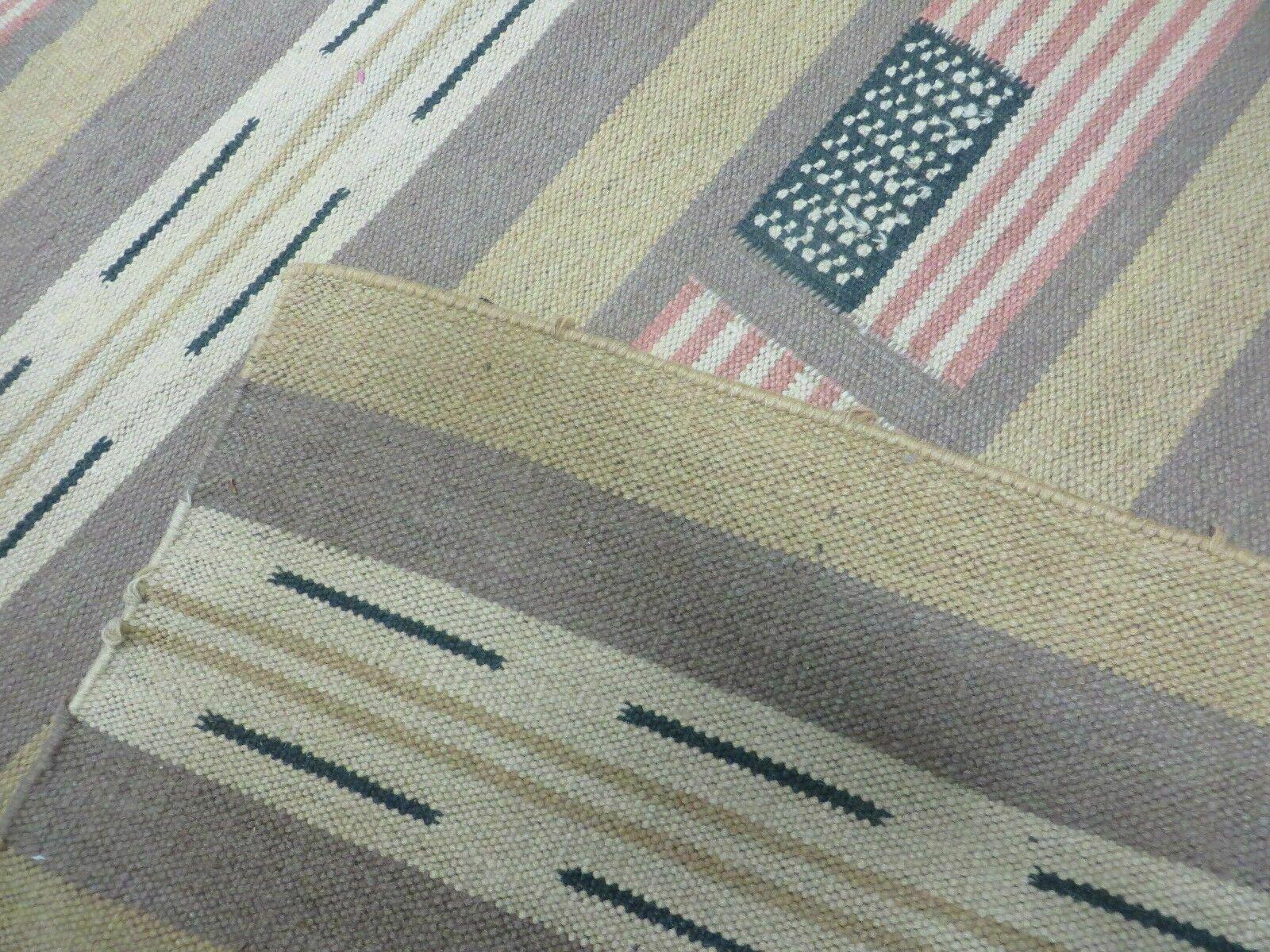 5' X 8' Hand Woven Wool Rug US Flag American Contemporary Kilim Dhurrie Modern - Jewel Rugs