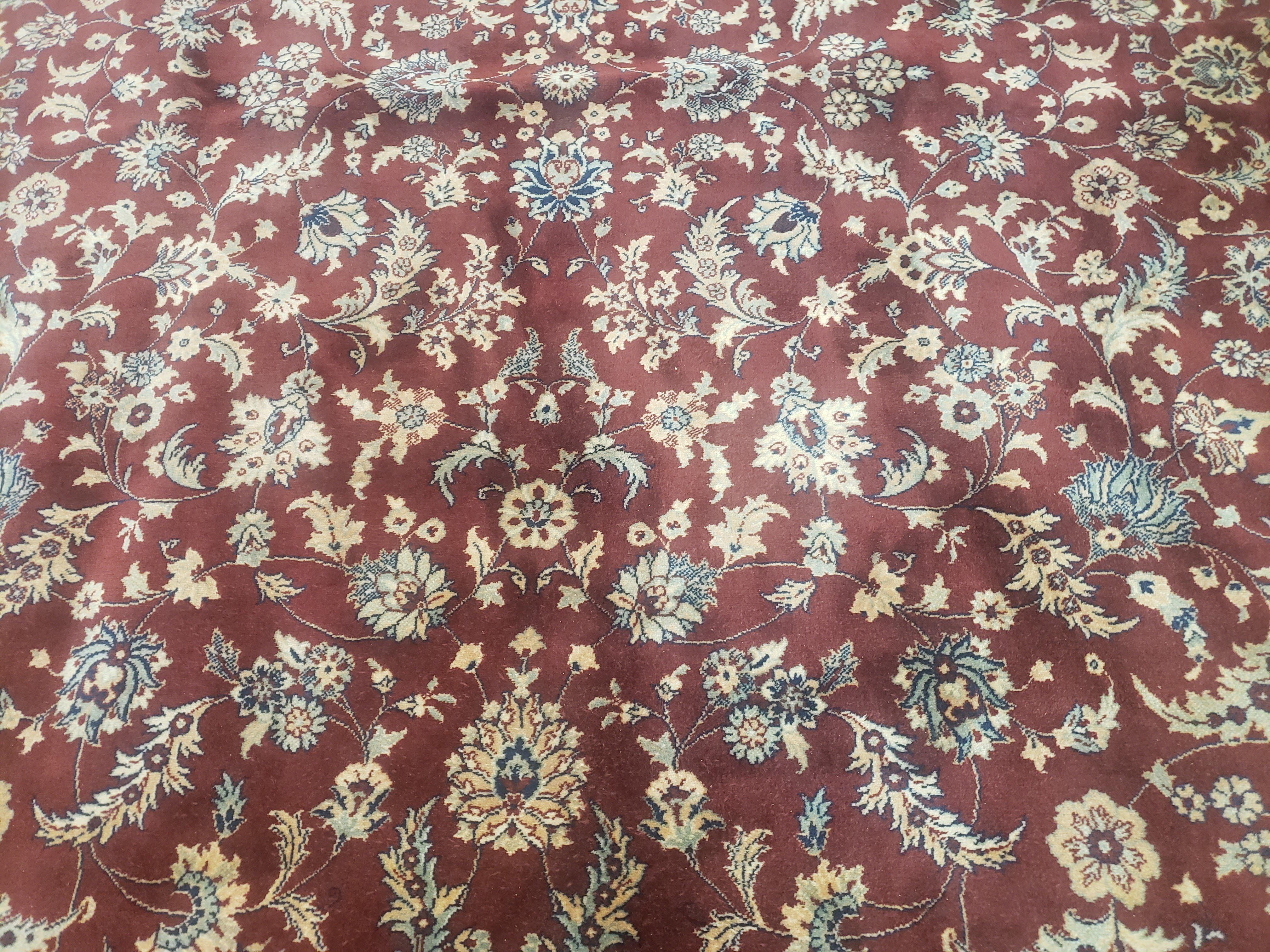 Vintage Karastan Rug 8'2" x 11'6", Kara Shah Karastan Carpet, Karastan Wool Rugs, Red Floral Traditional Discontinued Karastan Area Rug Nice - Jewel Rugs