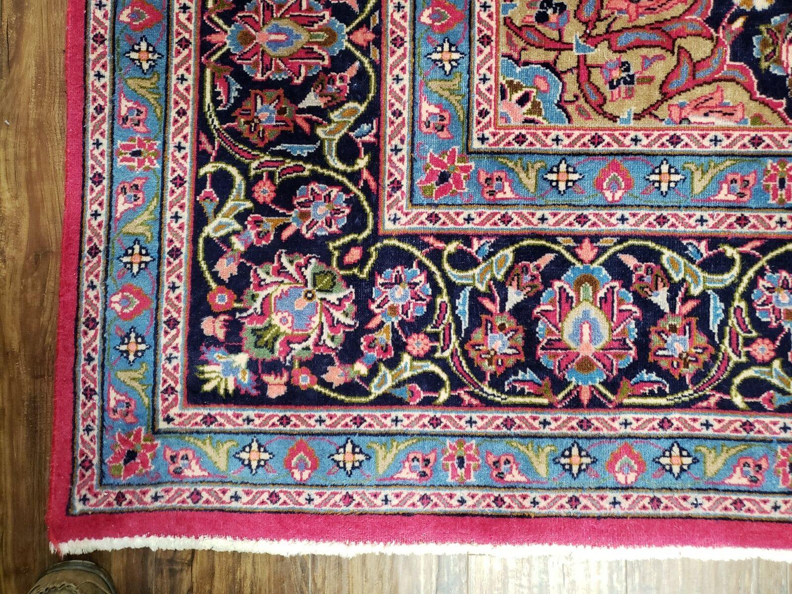 8' X 11' Vintage Handmade Authentic Oriental Wool Rug Pink/Red Teal Wow - Jewel Rugs