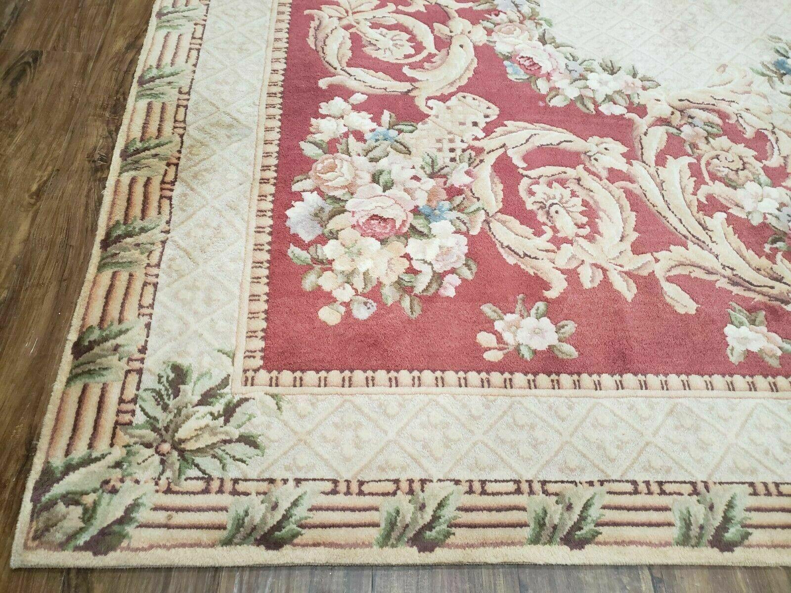 10' X 14' Vintage Chinese Handmade Wool Piled Rug French Aubusson Savonnerie - Jewel Rugs