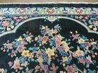 8' x 10' Vintage Handmade Art Deco Plush Chinese Wool Rug center Flower Black - Jewel Rugs