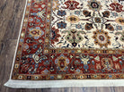 Karastan Rug 5.7 x 7.11 English Manor Stratford Pattern, Wool Karastan Carpet, Oriental Rug, Vintage Rug 6x8, Allover Pattern, Cream Red - Jewel Rugs