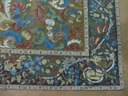 9' X 12' Vintage Hand Made English Needlepoint Wool Rug Monkey Rooster Bird Nice - Jewel Rugs