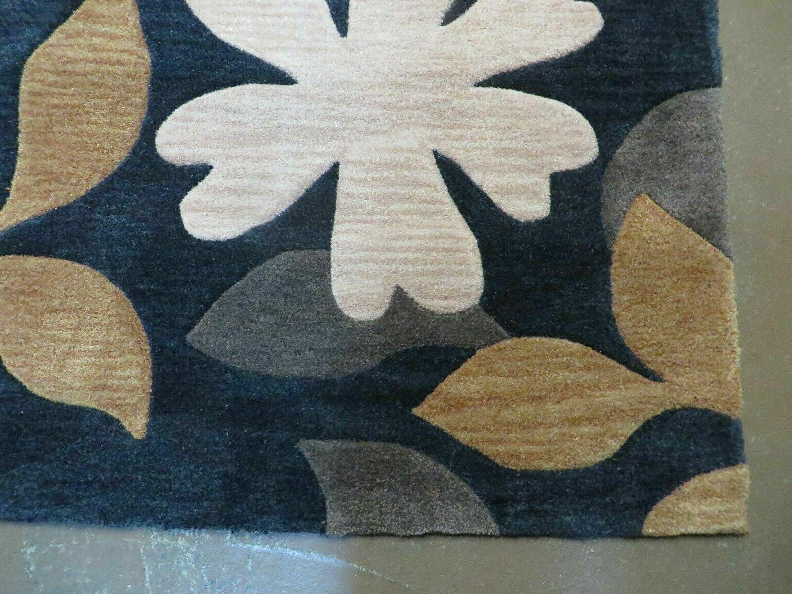 5' X 8' Abstract Modern Contemporary Style Hand Tufted Wool Rug Floral Flowers Nice Black - Jewel Rugs