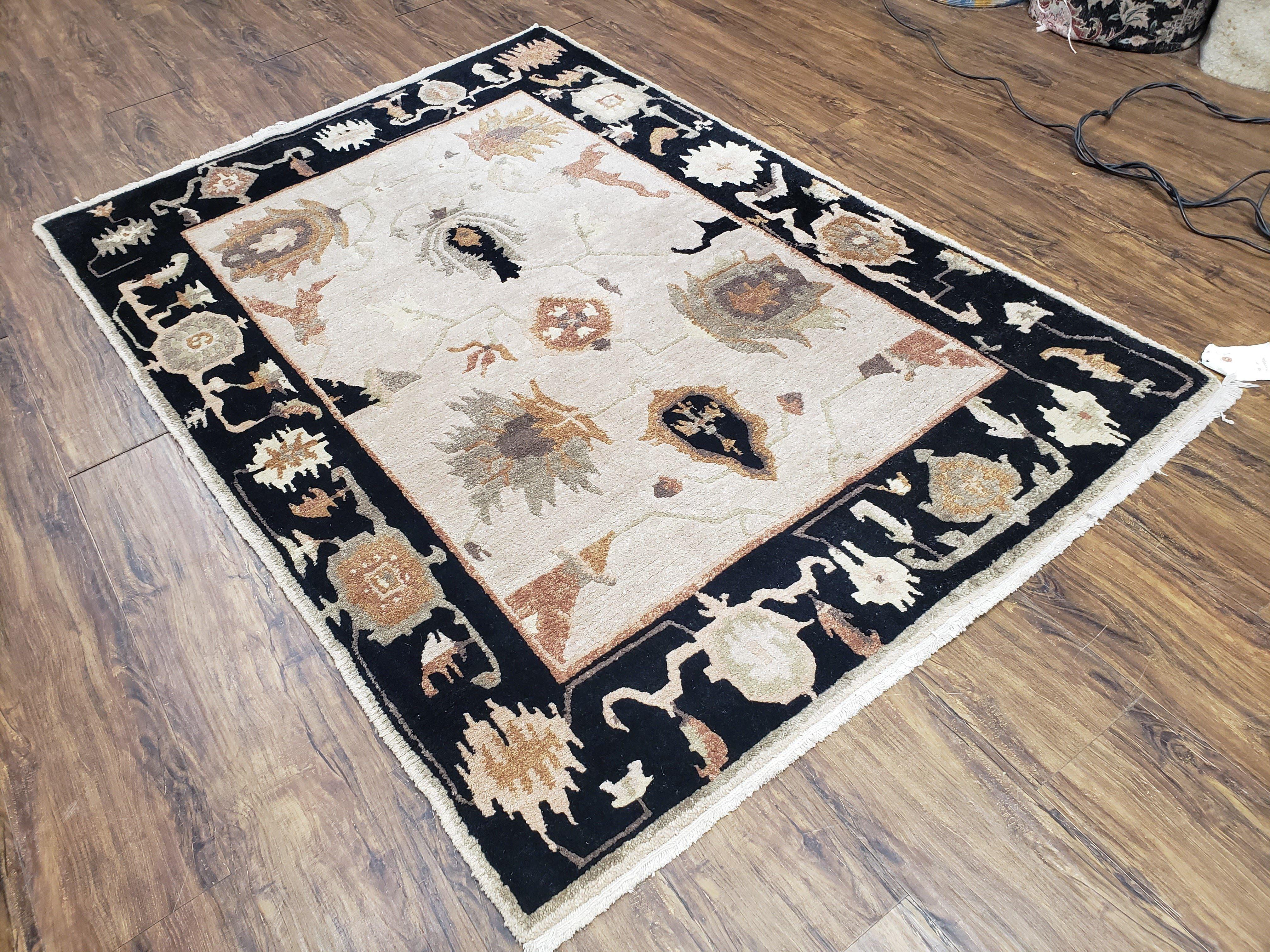 Tufenkian Rug 4x6, Tibetan Hand Knotted Carpet, Nepali Rug, Contemporary Rug, Handmade Nepalese Rug, Large Flowers, Wool, 4 x 6, Soft Pile - Jewel Rugs