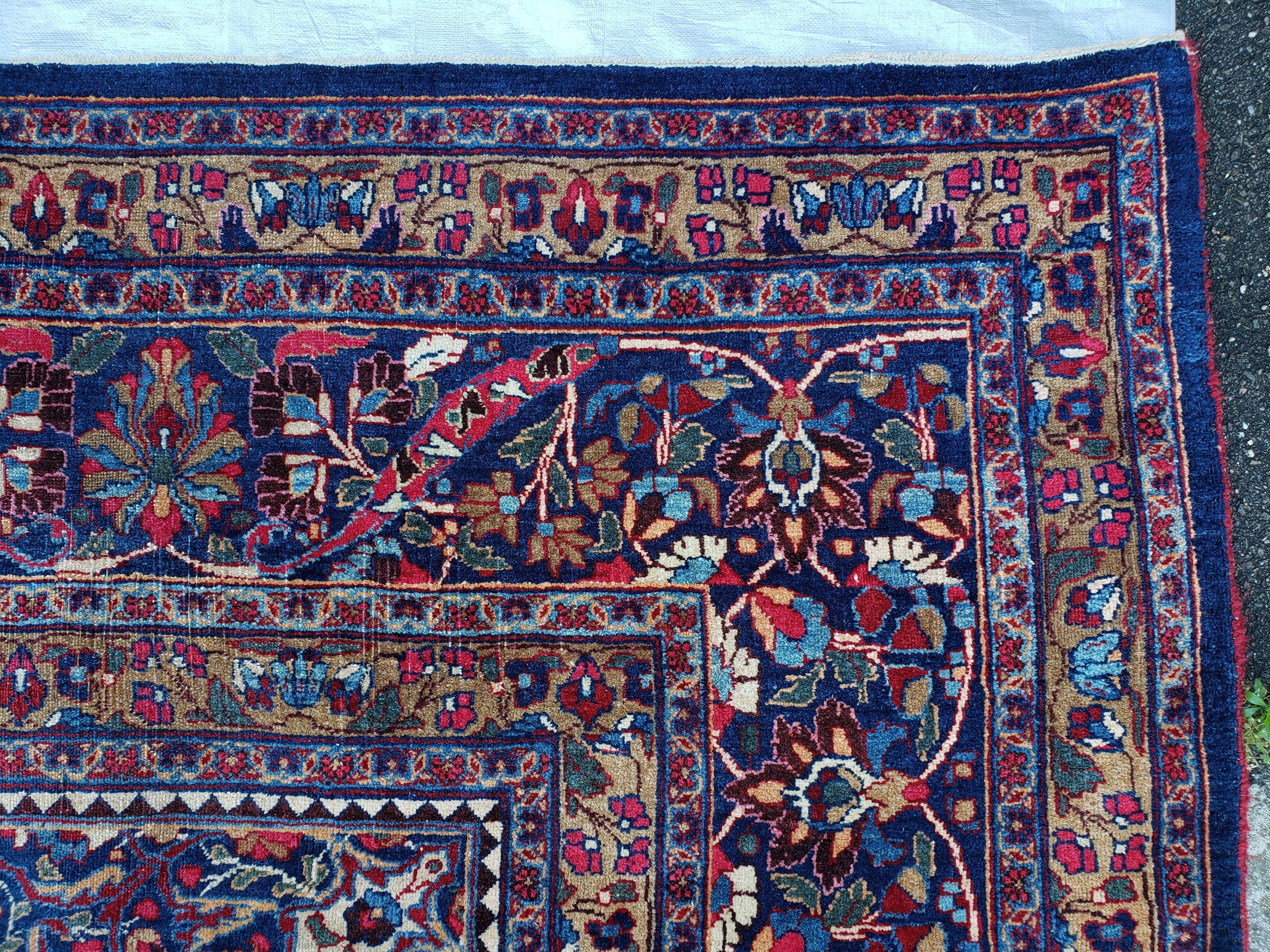 Antique Persian Mashad Oversized Area Rug, 12x17, Red, Wool, Hand-Knotted, Low Pile - Jewel Rugs