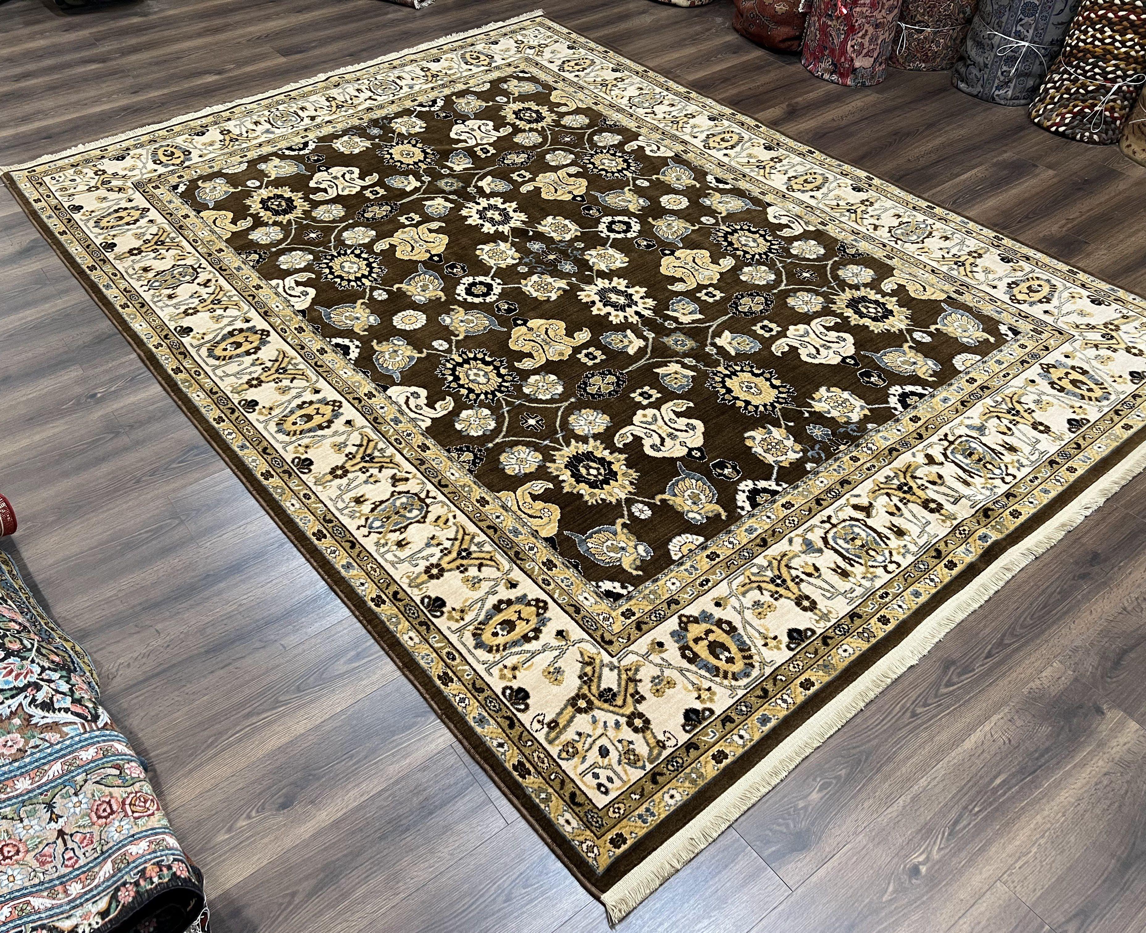 Karastan Rug 8 x 10.5, English Manor Stratford Mahogany #2120-513, Wool Karastan Carpet, Discontinued Karastan Area Rug, Brown Cream Gold - Jewel Rugs